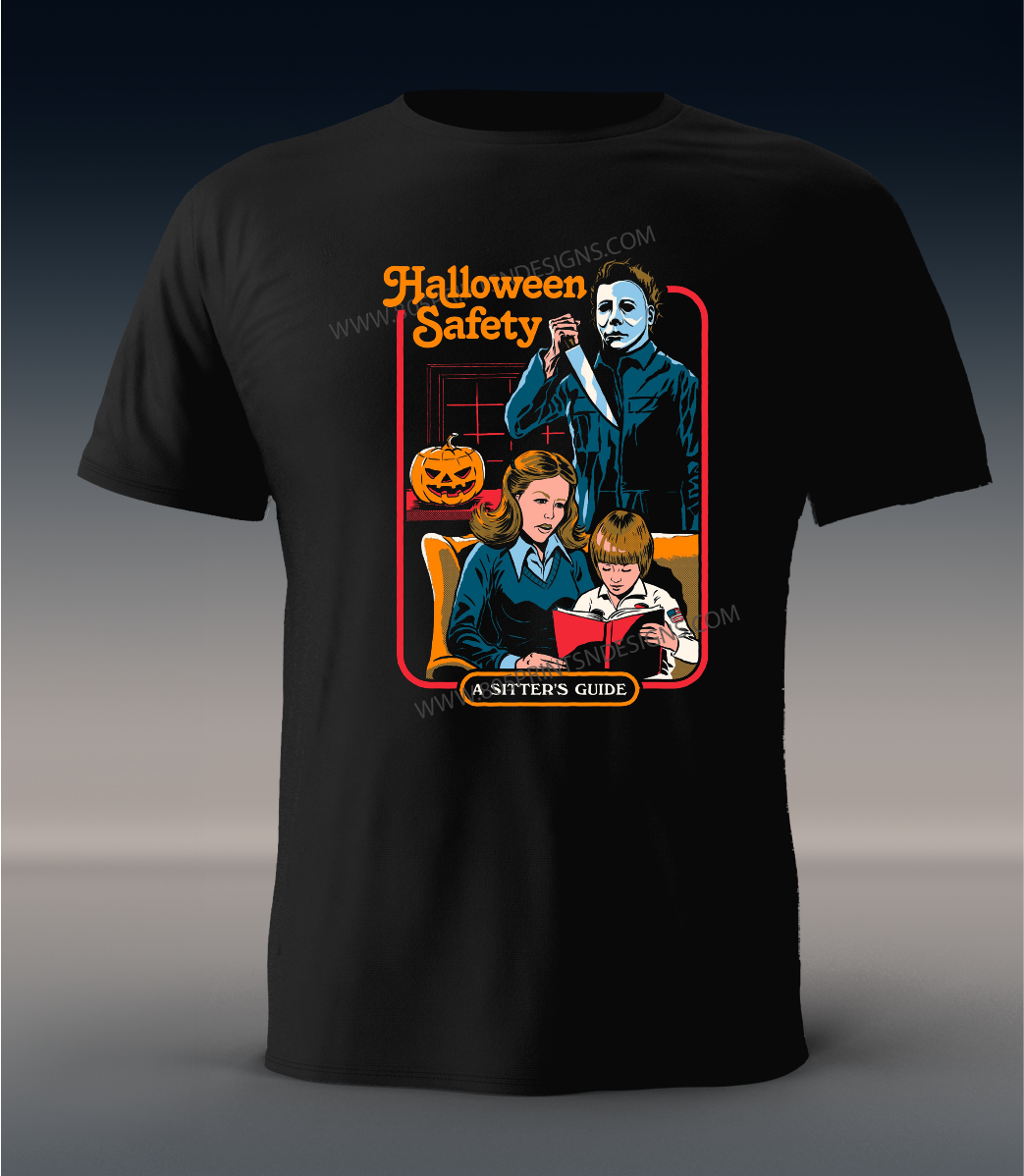Halloween Safety Retro Style - A Sitter's Guide T-shirt, Michael Myers