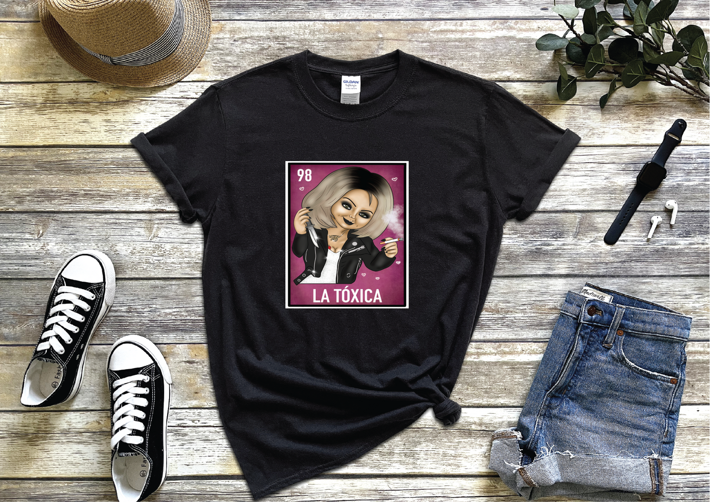 La Toxica Chucky's Bride Funny Mexican Loteria Card T-shirt, Funny Tee, Parody Perfect Gift