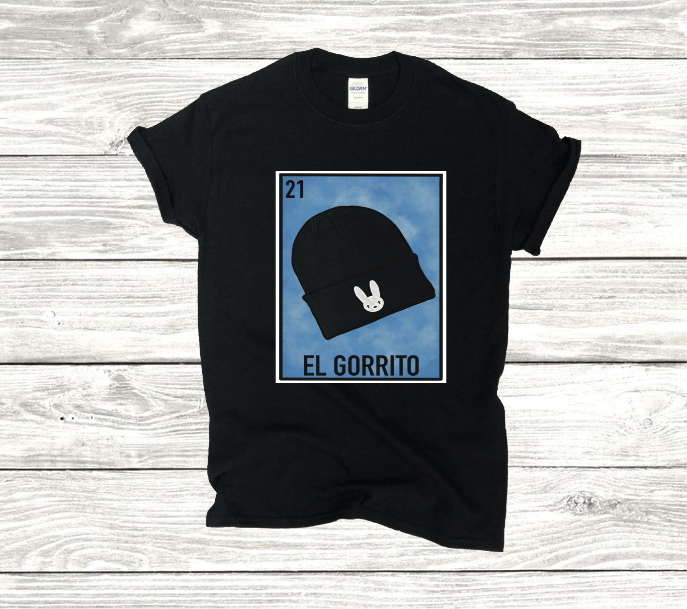 Bad Bunny El Gorrito Funny Mexican Loteria Card T-shirt, Funny Tee, Parody Perfect Gift