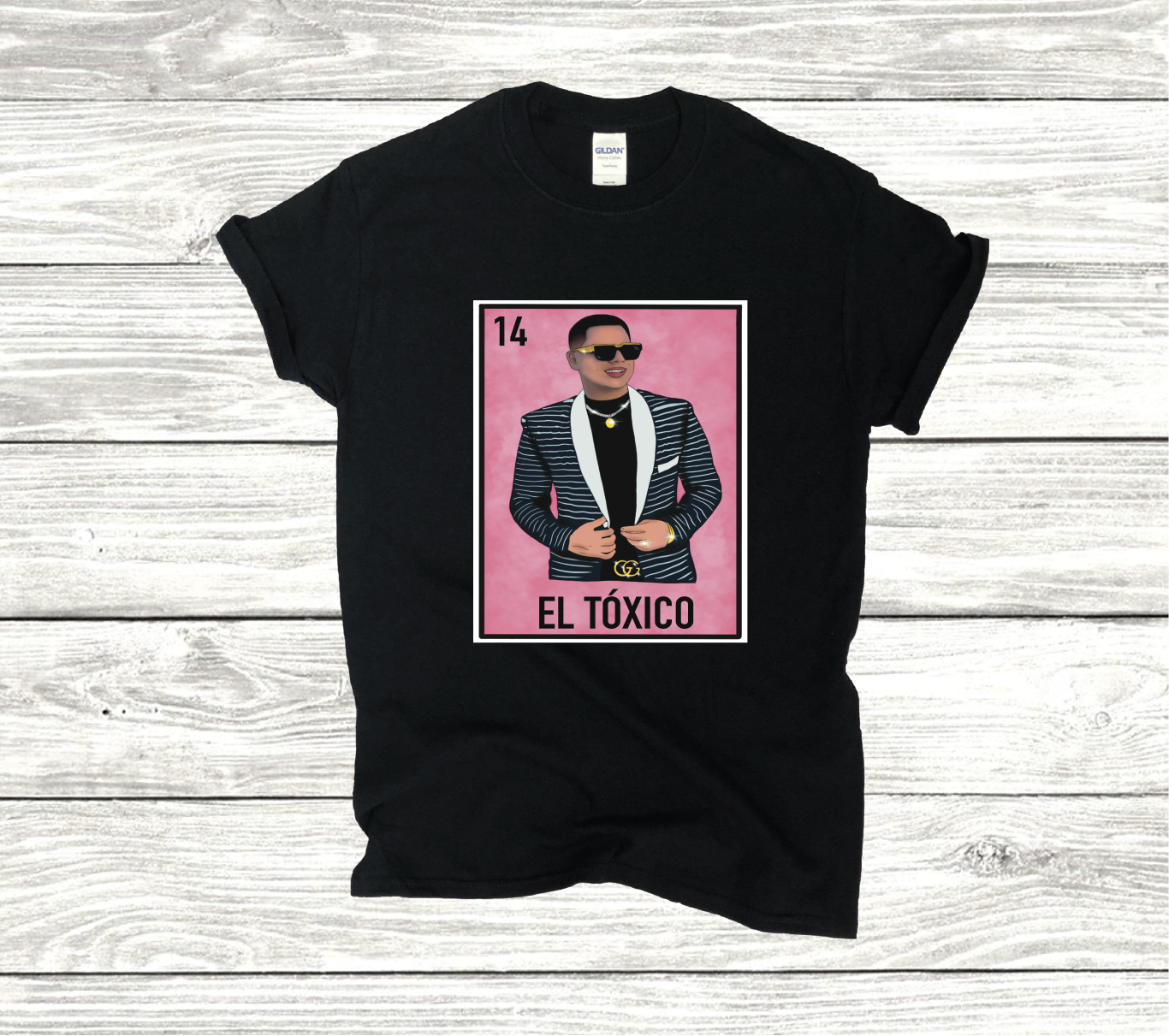 El Toxico Grupo Firme Loteria Game Card Unisex T-shirt Funny Mexican Loteria Pink Version