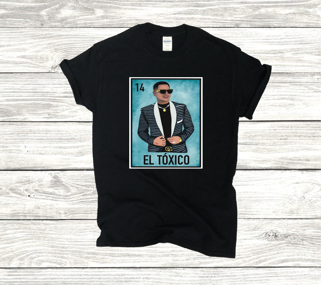 El Toxico Grupo Firme Loteria Game Card Unisex T-shirt Funny Mexican Loteria Blue Version