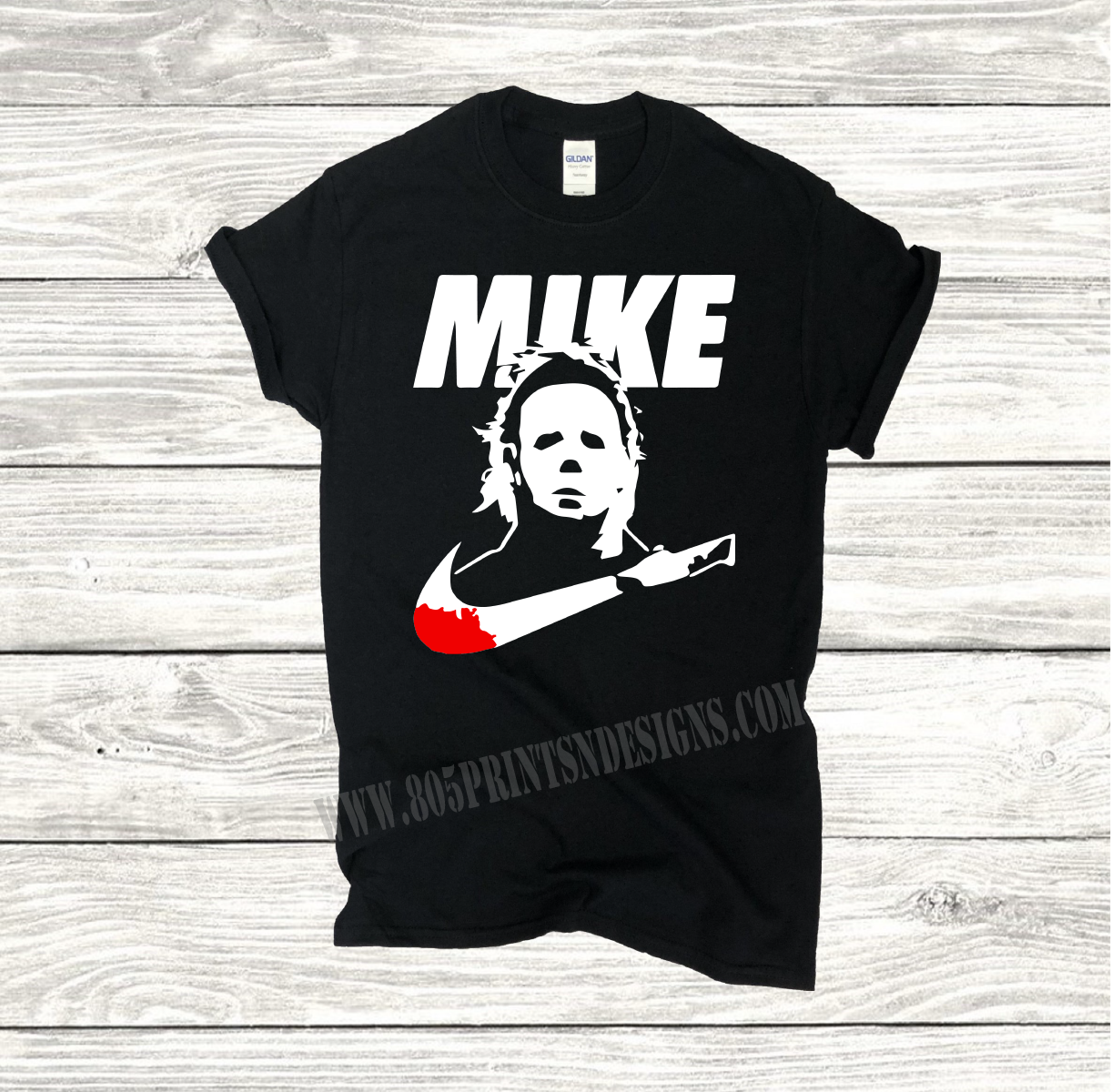 Michael Myers Halloween Just Do It Mike Blood Splatter Black T-Shirt
