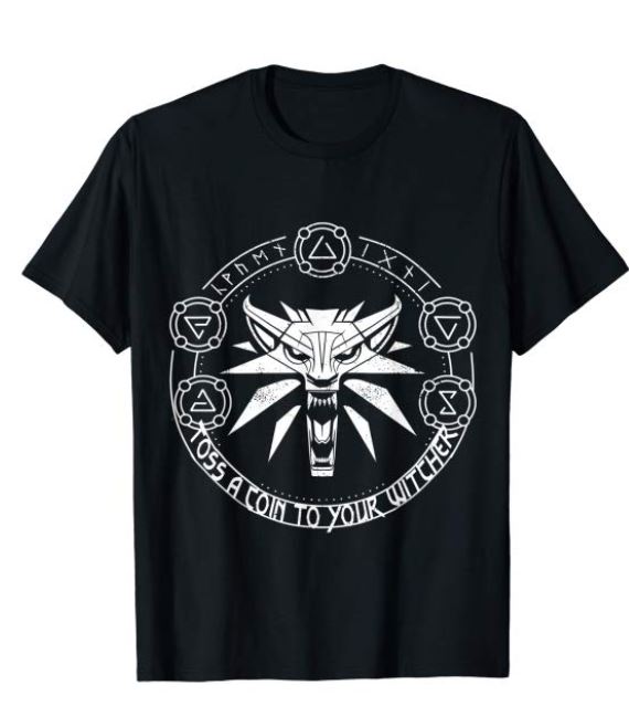 The Witcher Toss A Coin Wolf Distressed T-shirt-Choose Size