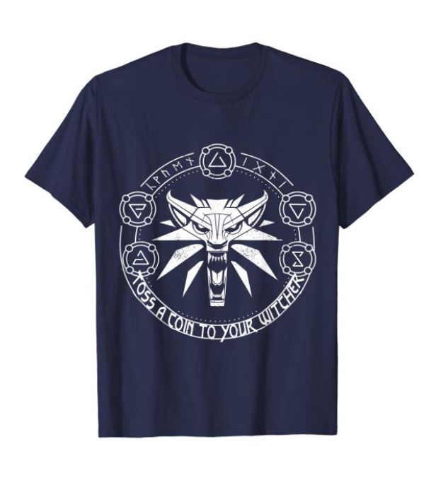 The Witcher Toss A Coin Wolf Distressed T-shirt-Choose Size