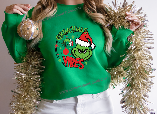 The Grinch  Grinchmas Vibes Merry Christmas Crewneck Sweatshirt,  Perfect Gift, Different Colors UNISEX SIZES