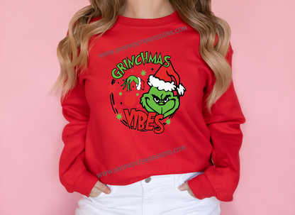 The Grinch  Grinchmas Vibes Merry Christmas Crewneck Sweatshirt,  Perfect Gift, Different Colors UNISEX SIZES
