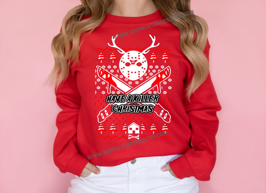 Ugly Sweater Christmas Style  Crewneck Sweatshirt Jason Vorhees, Have a Killer Christmas, Perfect Gift, Different Colors UNISEX SIZES