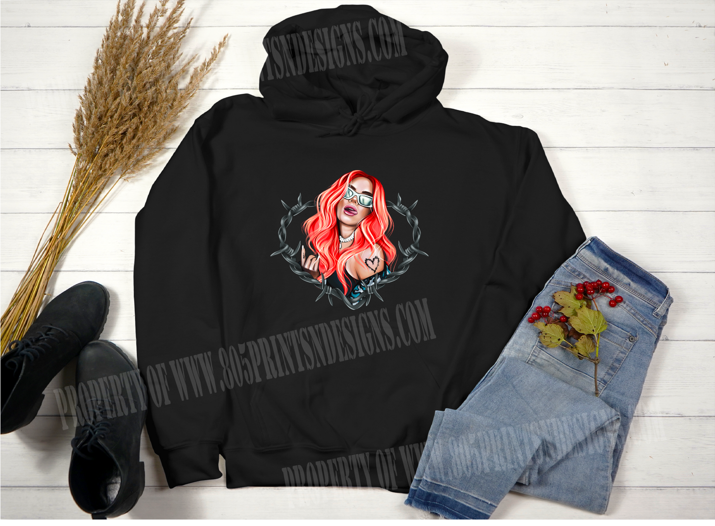 La Bichota Karol G, Bebecita Reggeaton Black HOODIE  Strip Love Tour Red Hair Perfect Gift.