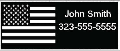 Personalized Black and White US Flag Shaft/Golf Club Labels With Any Name..