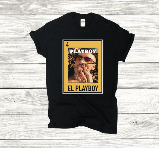 Bad Bunny El playboy Cover Funny Mexican Loteria Card T-shirt, Funny  Tee, Parody Perfect Gift