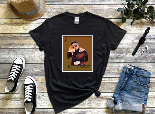 El Toxico Grupo Firme Eduin Caz Loteria Game Card Unisex T-shirt Funny Mexican Loteria Brown Version