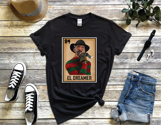El Dreamer Freddy K. Funny Mexican Loteria T-shirt Beige