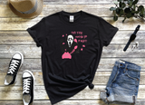 Horror Scream Ghostface/No You Hang Up First Pink Design  Black Color T-shirt