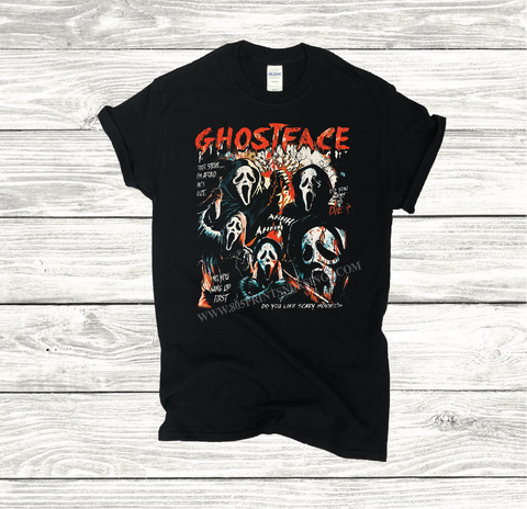 Ghostface Vintage Tee  Scream Woodsboro  Black Color T-shirt