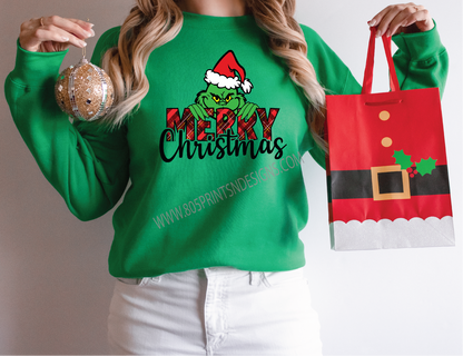 The Grinch Merry Christmas Crewneck Sweatshirt,  Perfect Gift, Different Colors UNISEX SIZES