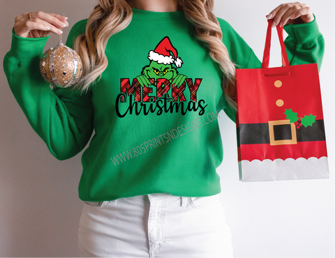 The Grinch Merry Christmas Crewneck Sweatshirt,  Perfect Gift, Different Colors UNISEX SIZES