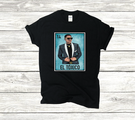 El Toxico Grupo Firme Loteria Game Card Unisex T-shirt Funny Mexican Loteria Blue Version
