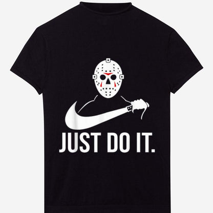 Jason Vorhees Halloween Just Do It T-Shirt Funny  Parody Horror Black/Orange