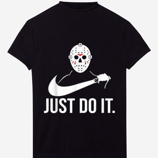 Jason Vorhees Halloween Just Do It T-Shirt Funny  Parody Horror Black/Orange