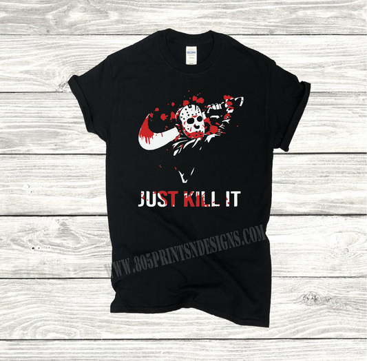Jason Vorhees Just Kill It Blood Splatter Black T-Shirt
