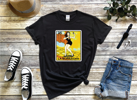 La Borracha Funny Mexican Loteria Card T-shirt, La Borracha Tee