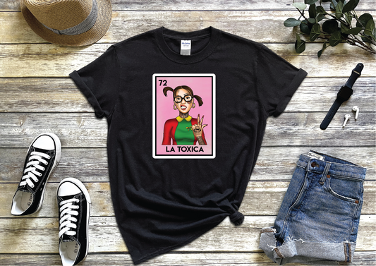 La Toxica Chilindrina  Funny Mexican Loteria Card T-shirt, Funny  Tee, Parody Perfect Gift Pink