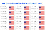 Custom Printed US FLAG Large Return Address Labels 1" x 2-5/8"-(300 Labels)