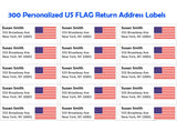 Custom Printed US FLAG Large Return Address Labels 1" x 2-5/8"-(300 Labels)