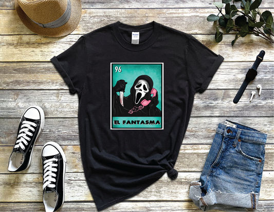 El Fantasma  Funny Mexican Loteria T-shirt Turqoise