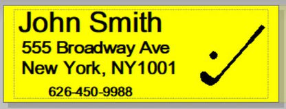 Personalized Yellow  Color Ink Shaft/Golf Club Labels With Any Name..