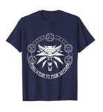 The Witcher Toss A Coin Wolf Distressed T-shirt-Choose Size